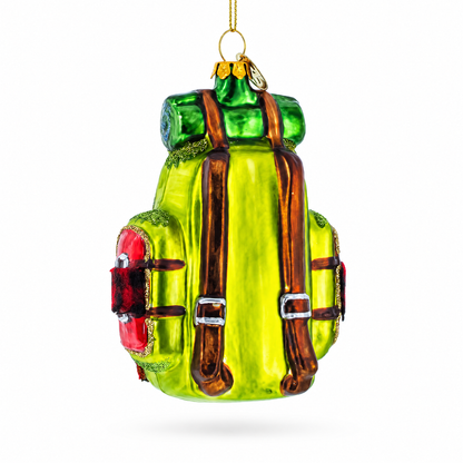 Globetrotter's Travel Backpack Glass Christmas Ornament