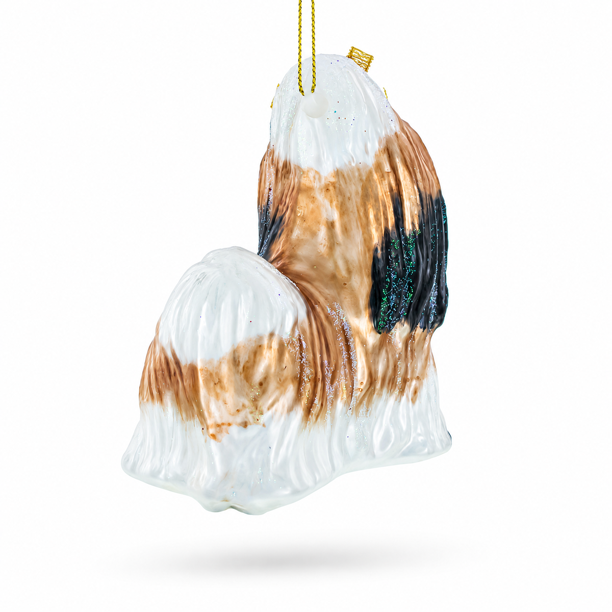 Shih Tzu with Pearls Glass Christmas Ornament