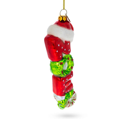Noel Sign Topped with Santa Hat Large Glass Christmas Ornament