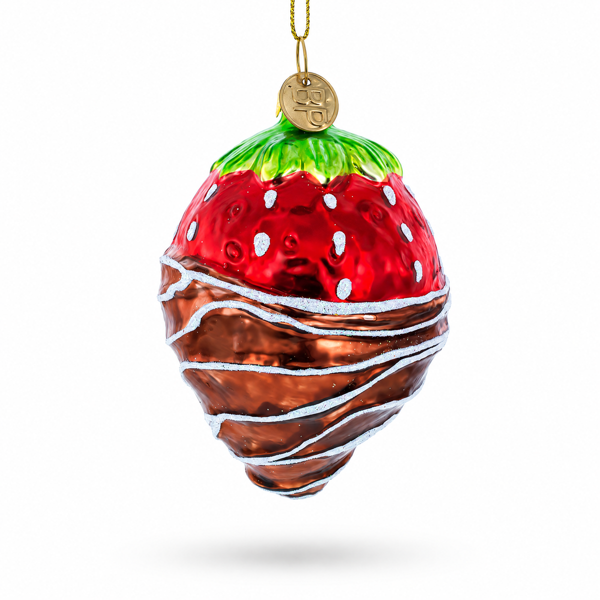 Chocolate-Dipped Strawberry Glass Christmas Ornament