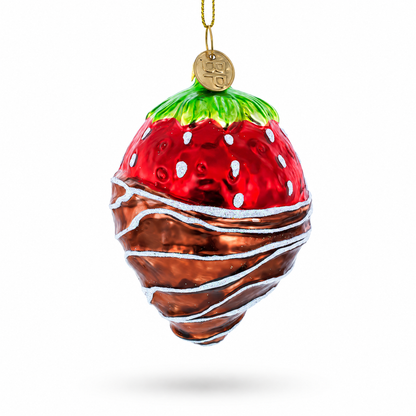 Chocolate-Dipped Strawberry Glass Christmas Ornament