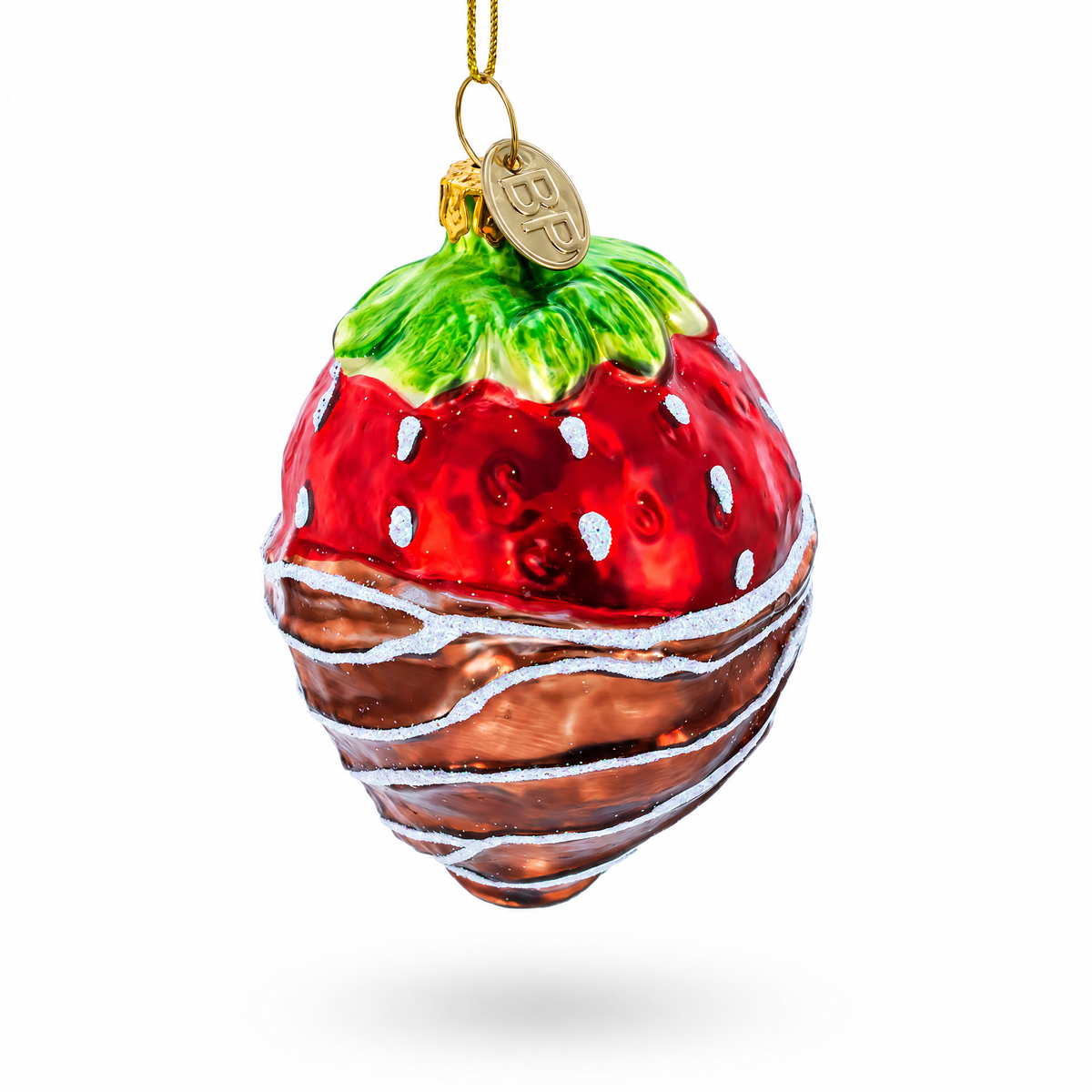 Chocolate-Dipped Strawberry Glass Christmas Ornament
