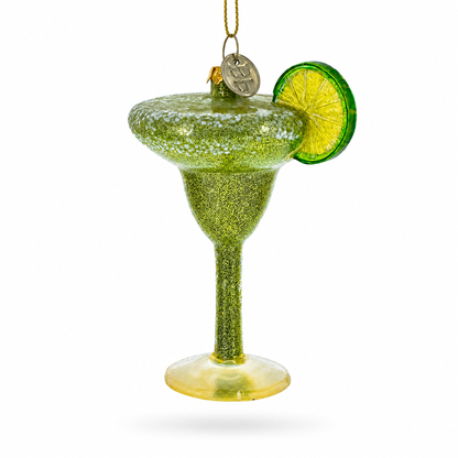 Refreshing Cocktail with Lime Glass Christmas Ornament