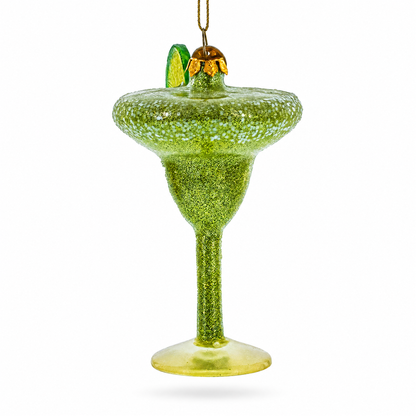 Refreshing Cocktail with Lime Glass Christmas Ornament
