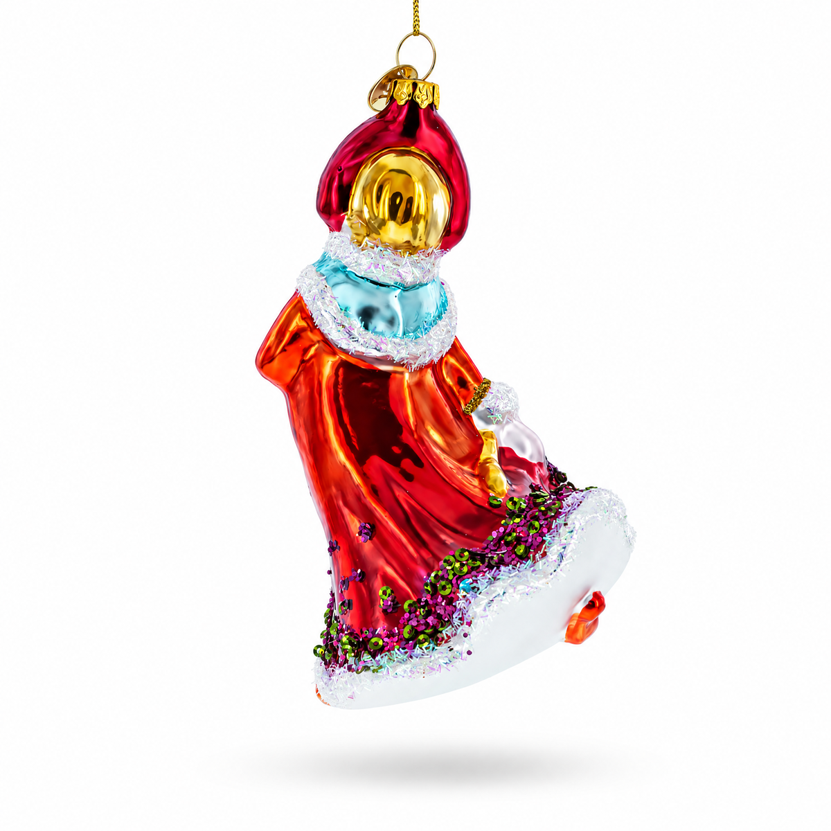 Snow Maiden in Red Glass Christmas Ornament