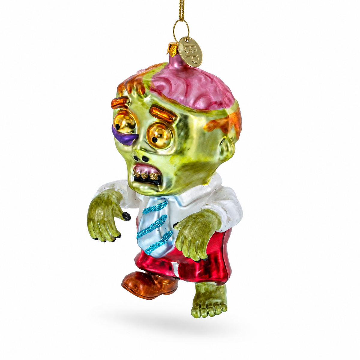 Zombie in Formal Attire Glass Christmas Ornament