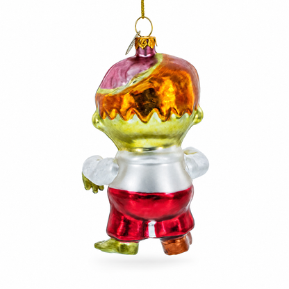 Zombie in Formal Attire Glass Christmas Ornament