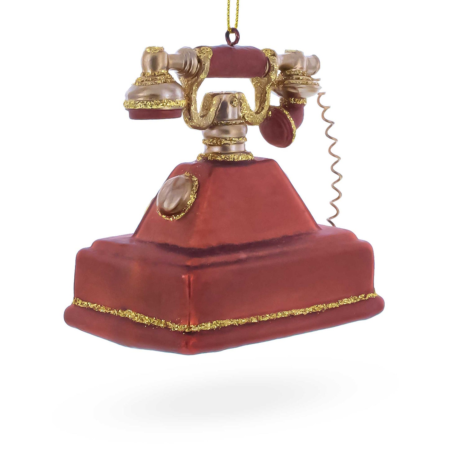 Retro Telephone Glass Christmas Ornament