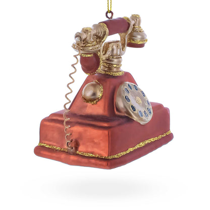 Retro Telephone Glass Christmas Ornament