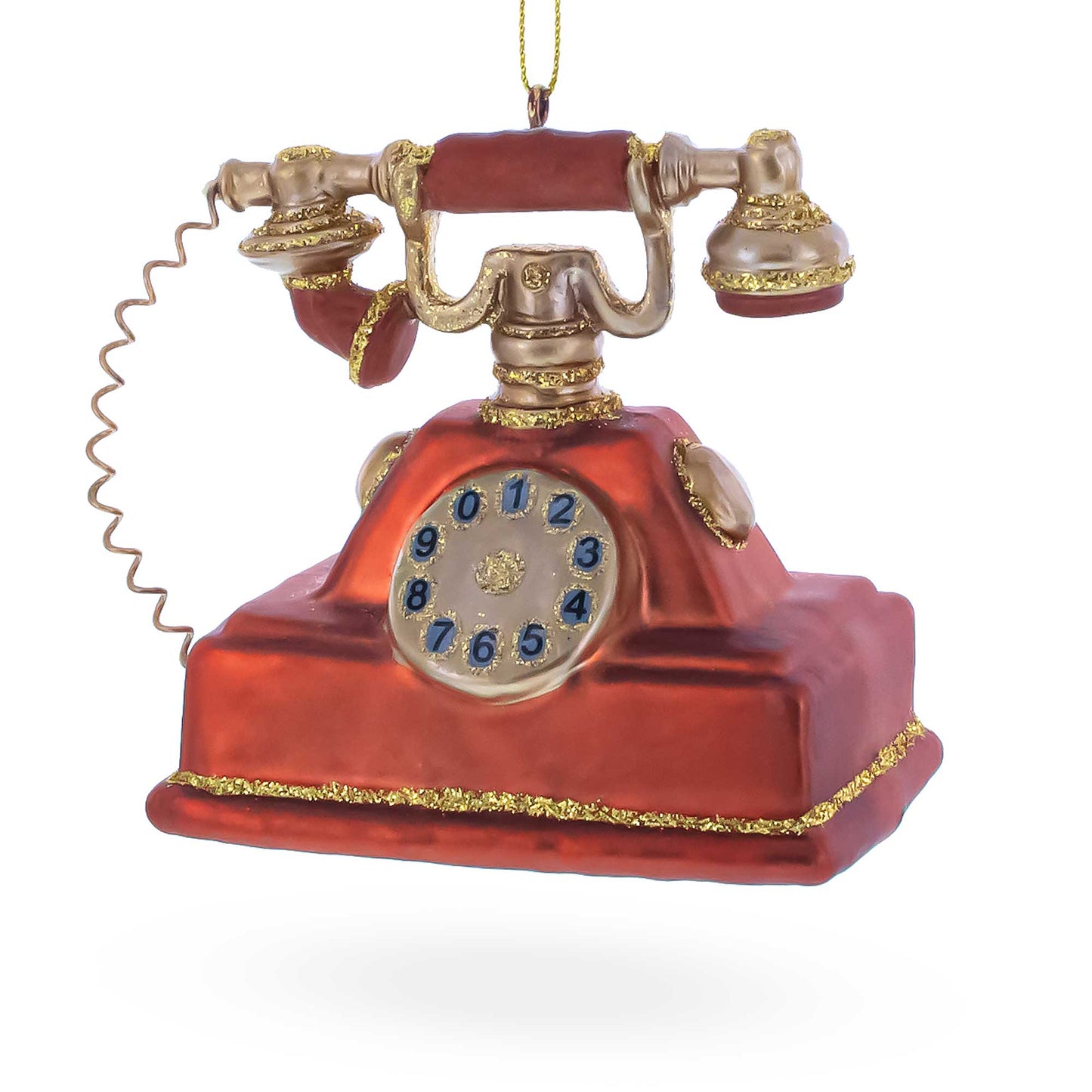 Retro Telephone Glass Christmas Ornament