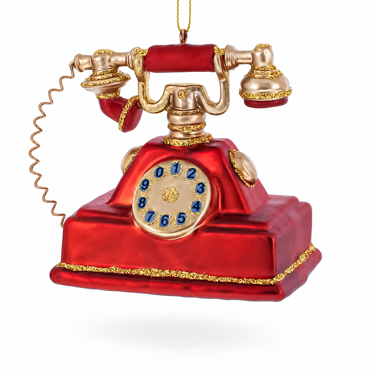 Retro Telephone Glass Christmas Ornament