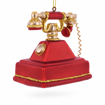 Retro Telephone Glass Christmas Ornament