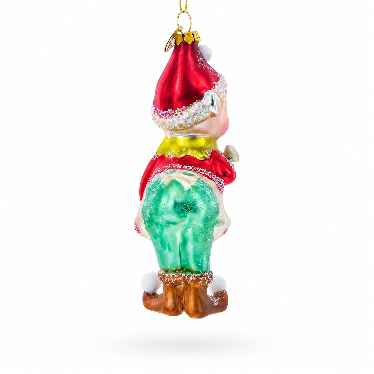 Whimsical Elf Decorating Cupcake Glass Christmas Ornament