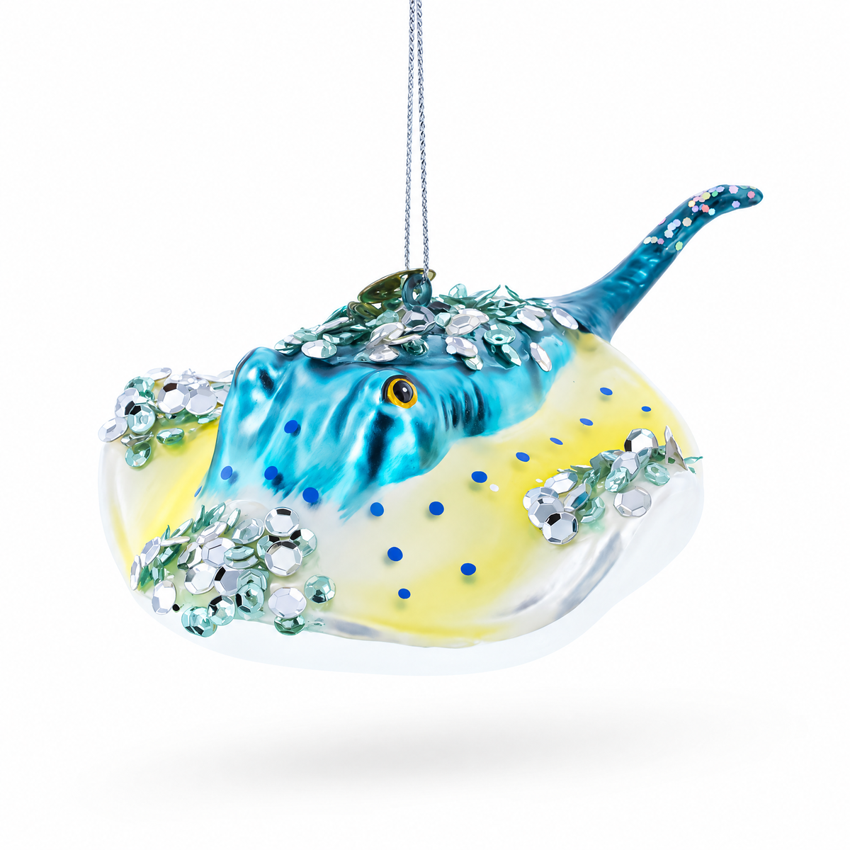 Blue Stingray Glass Christmas Ornament