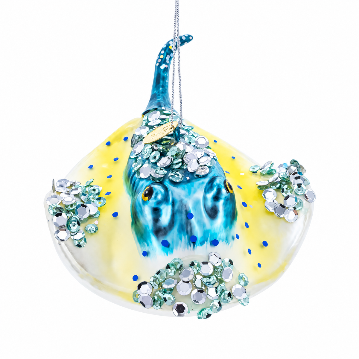 Blue Stingray Glass Christmas Ornament