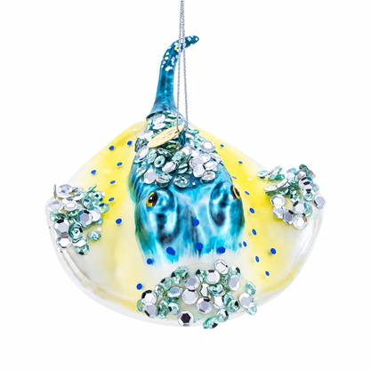Blue Stingray Glass Christmas Ornament
