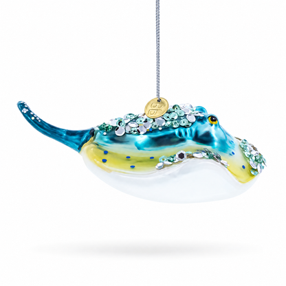 Blue Stingray Glass Christmas Ornament