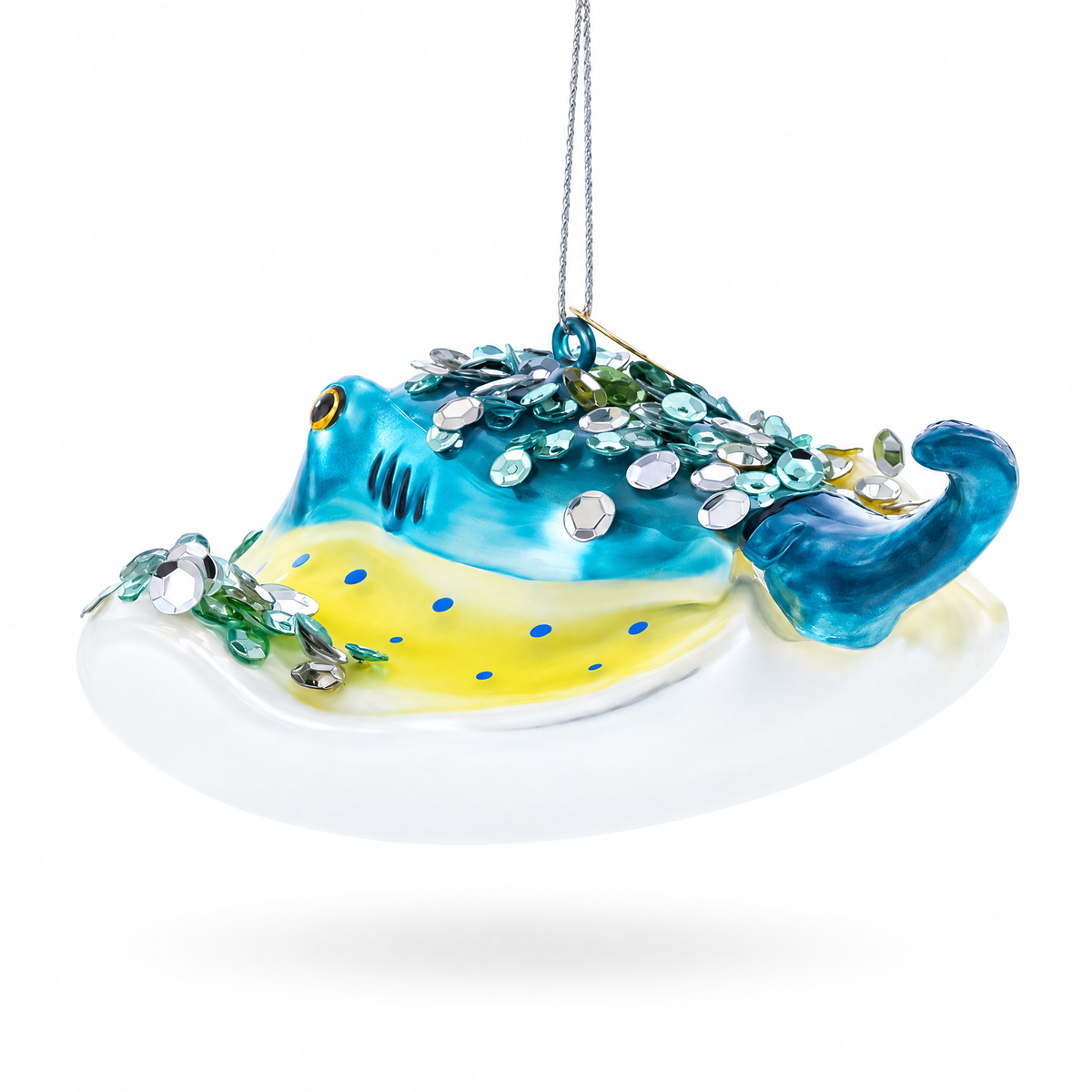 Blue Stingray Glass Christmas Ornament