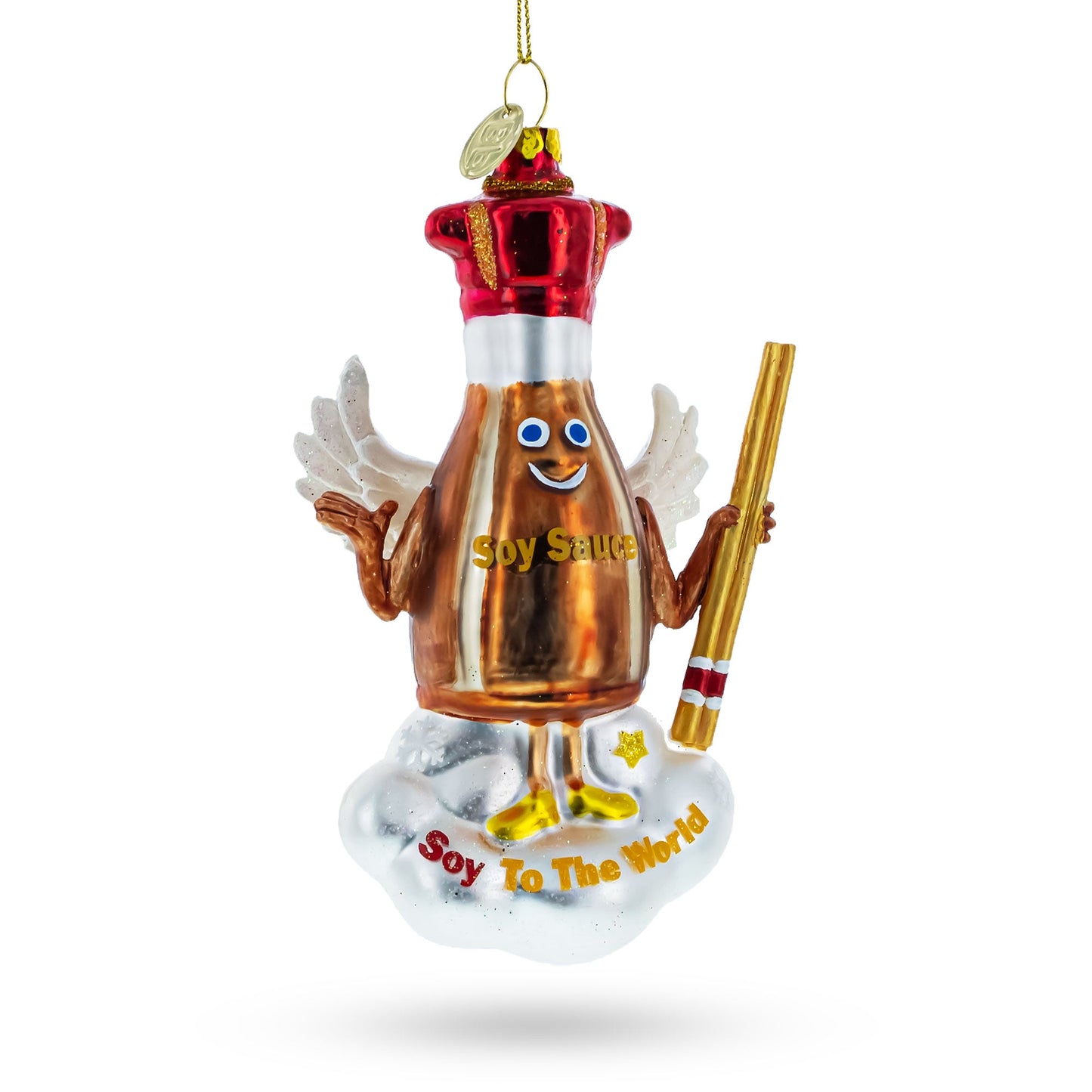 Soy Sauce with Chopsticks Glass Christmas Ornament