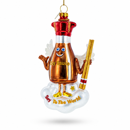 Soy Sauce with Chopsticks Glass Christmas Ornament