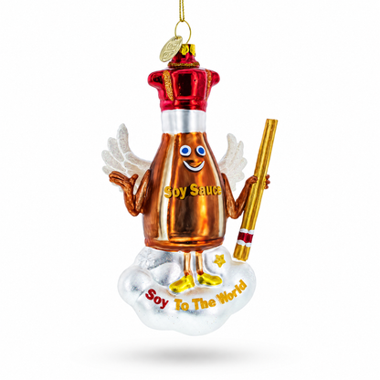 Soy Sauce with Chopsticks Glass Christmas Ornament