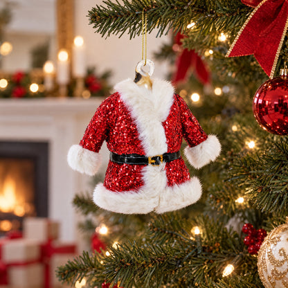 Santa’s Red Coat Glass Christmas Ornament