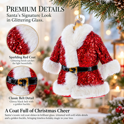 Santa’s Red Coat Glass Christmas Ornament