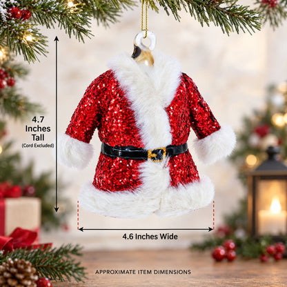Santa’s Red Coat Glass Christmas Ornament