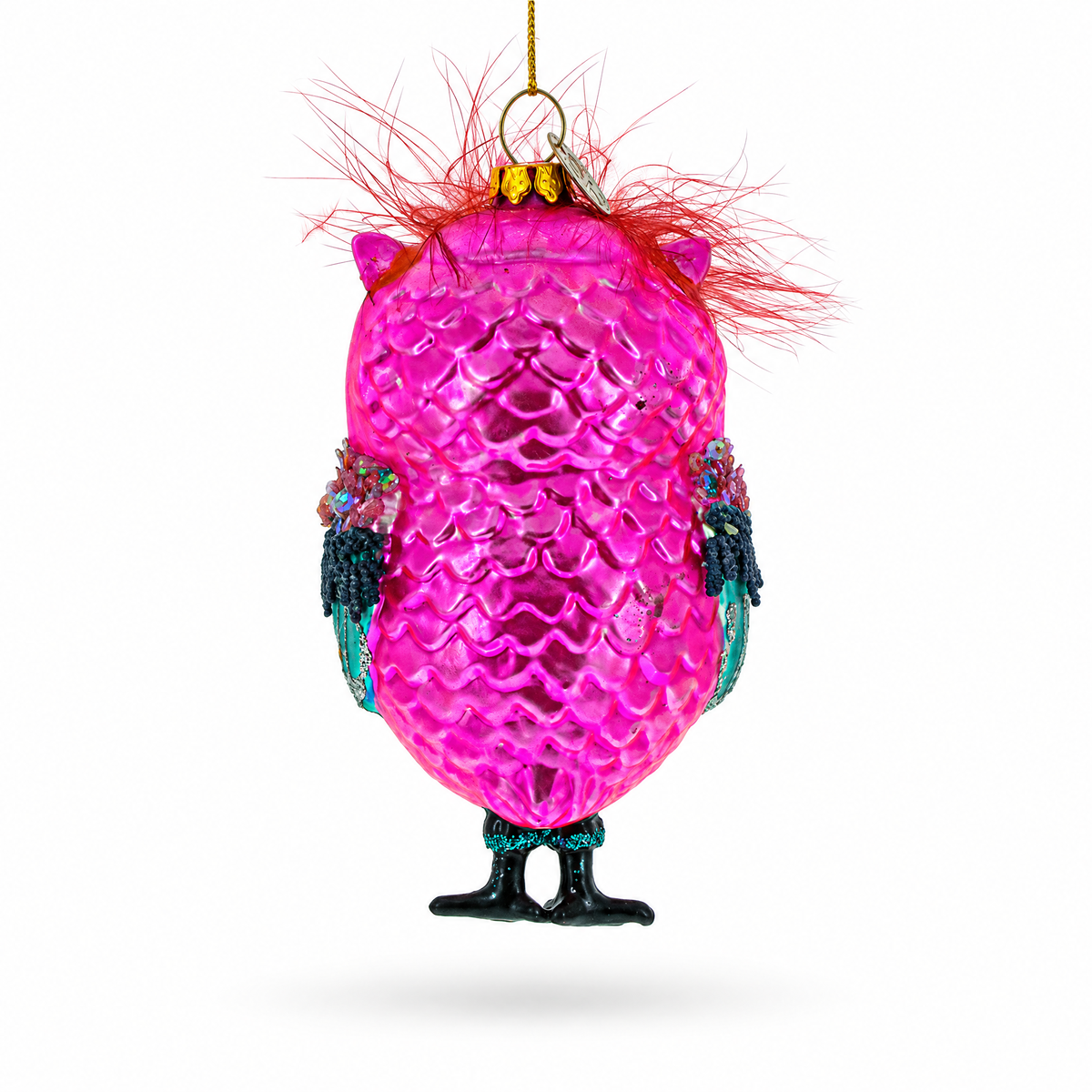 Vibrant Colorful Owl Glass Christmas Ornament