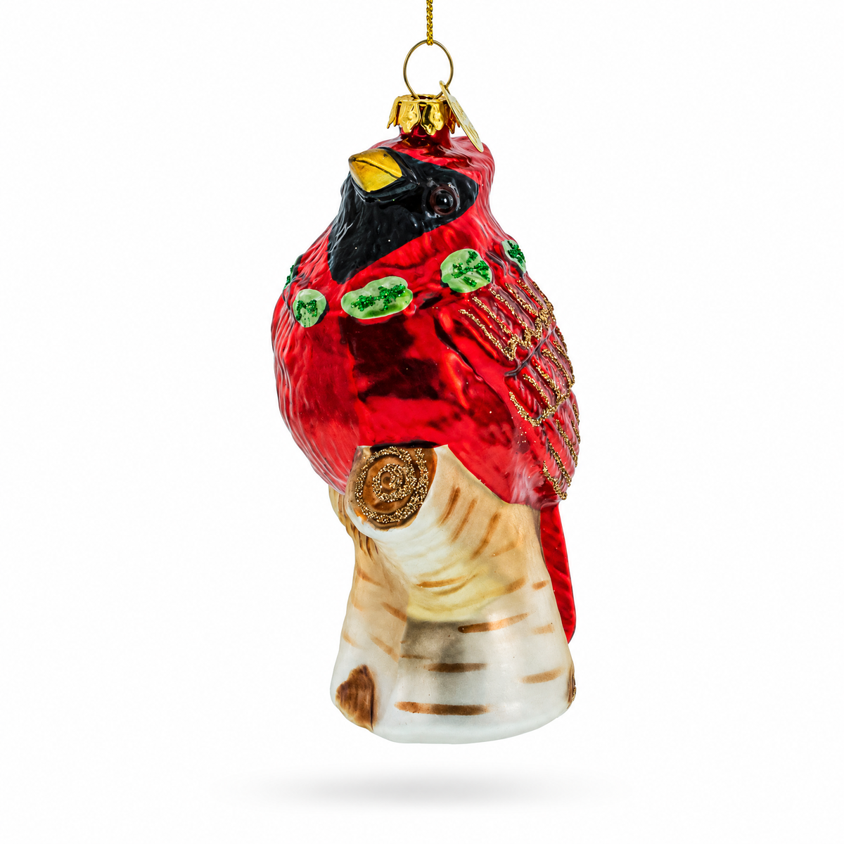 Red Cardinal on a Tree Branch Glass Christmas Ornament