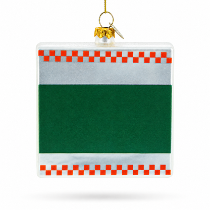 Takeout Pizza Box Glass Christmas Ornament