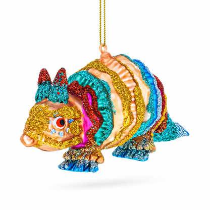 Armadillo Glass Christmas Ornament