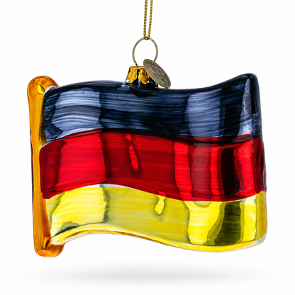 Waving Flag of Germany Glass Christmas Ornament