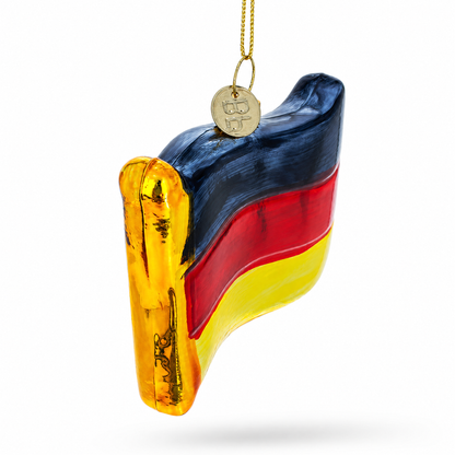 Waving Flag of Germany Glass Christmas Ornament