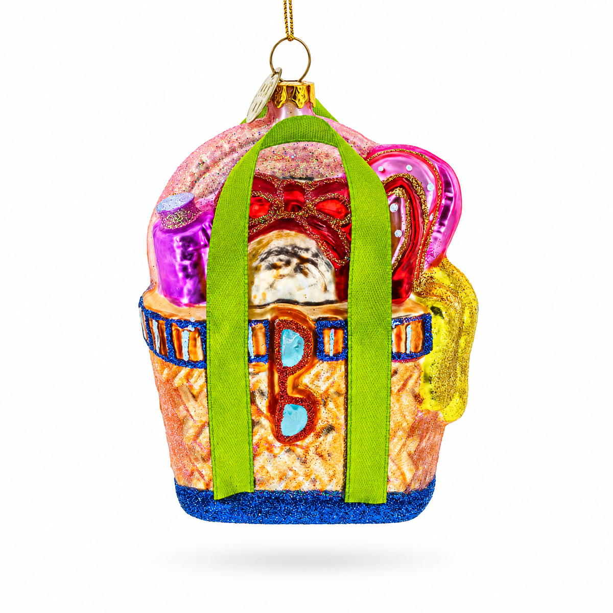 Beach Season Bag Glass Christmas Ornament