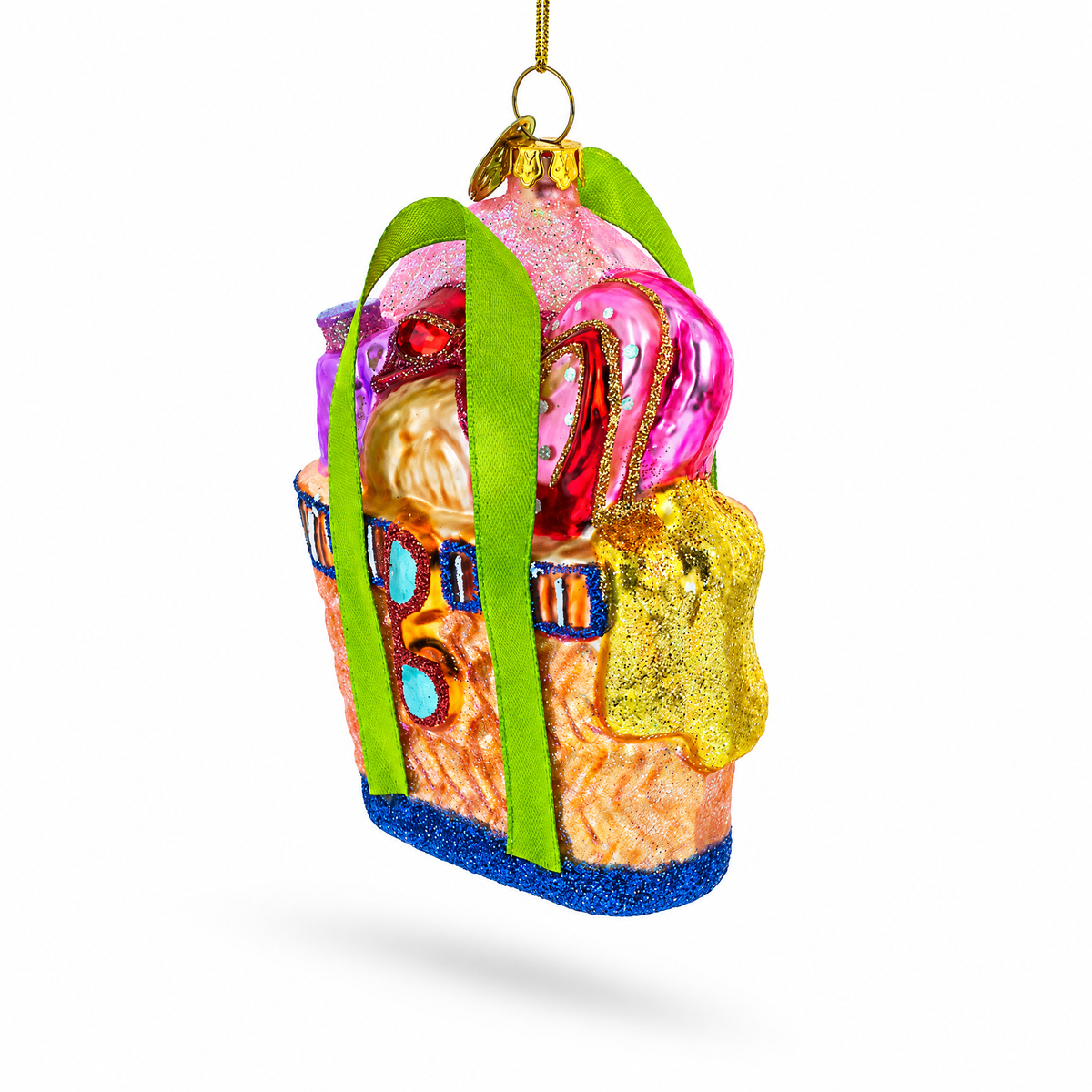 Beach Season Bag Glass Christmas Ornament