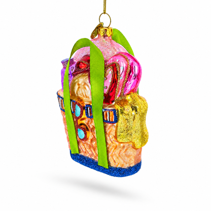 Beach Season Bag Glass Christmas Ornament