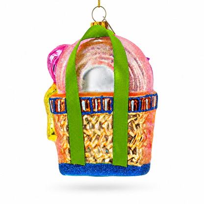 Beach Season Bag Glass Christmas Ornament