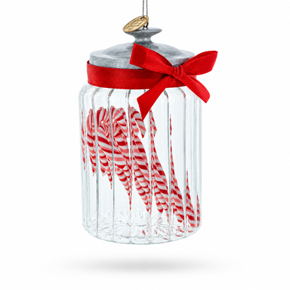 Candy Cane Jar Glass Christmas Ornament