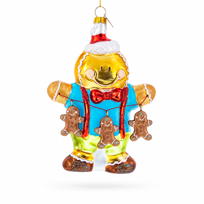 Jolly Gingerbread Man Glass Christmas Ornament