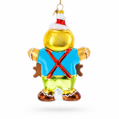 Jolly Gingerbread Man Glass Christmas Ornament