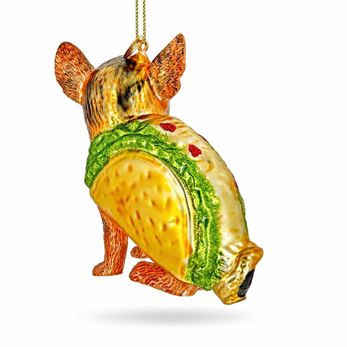 Chihuahua Taco Dog Glass Christmas Ornament