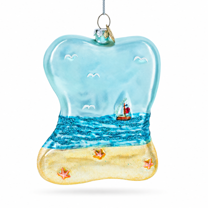 Tropical Paradise Sunny Beach Escape Glass Christmas Ornament
