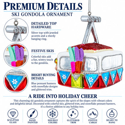 Gondola Ride with Santa, Fox, and Bear Glass Christmas Ornament