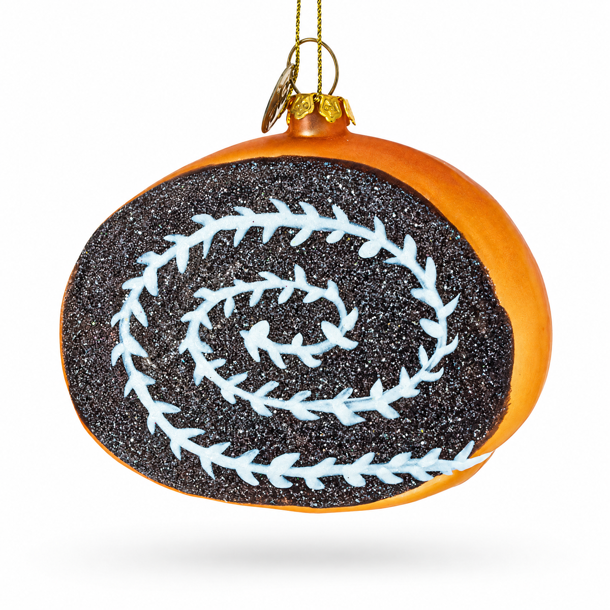 Chocolate Roll Cake Glass Christmas Ornament