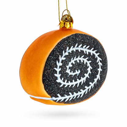 Chocolate Roll Cake Glass Christmas Ornament