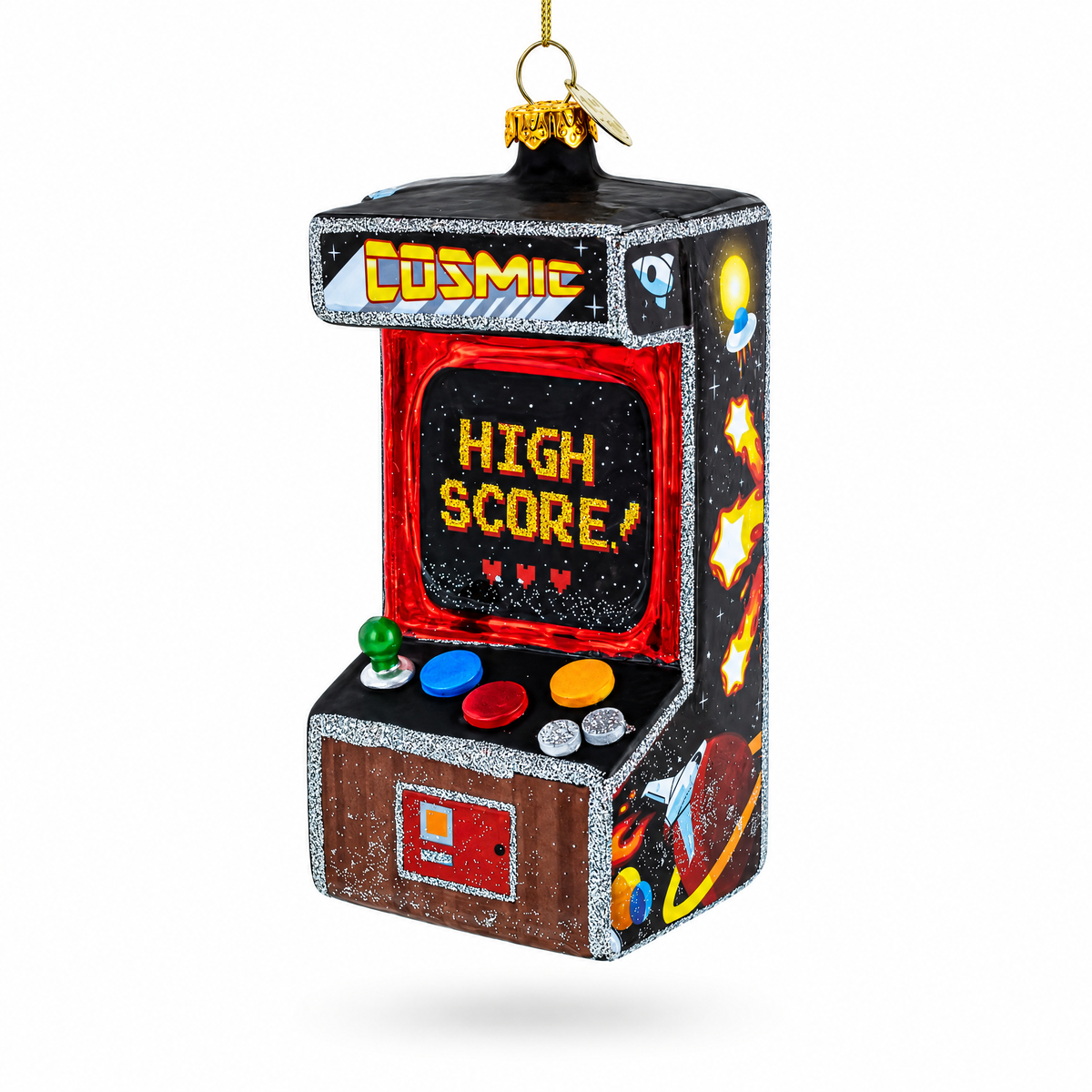 Arcade Game Machine Glass Christmas Ornament