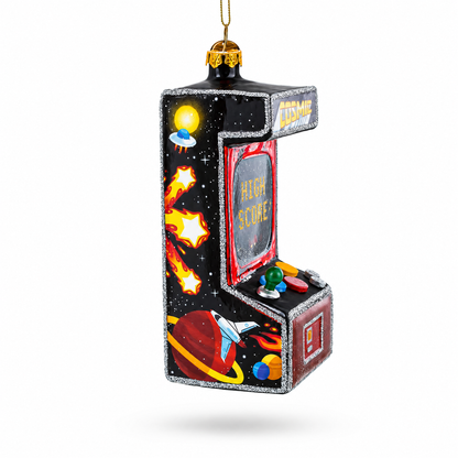 Arcade Game Machine Glass Christmas Ornament