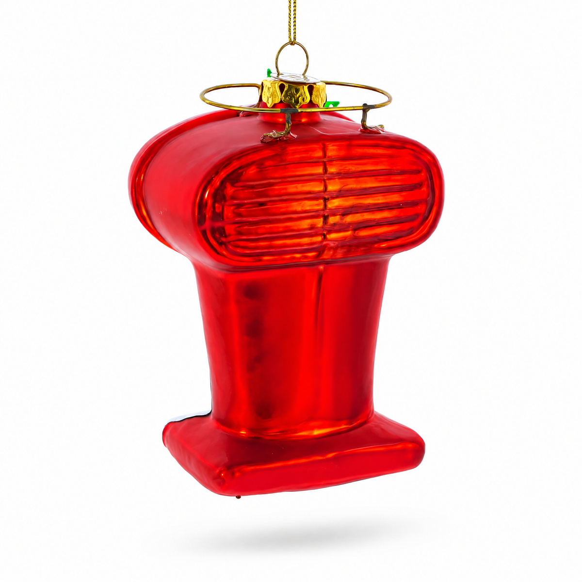Vintage Red Espresso Machine Glass Christmas Ornament