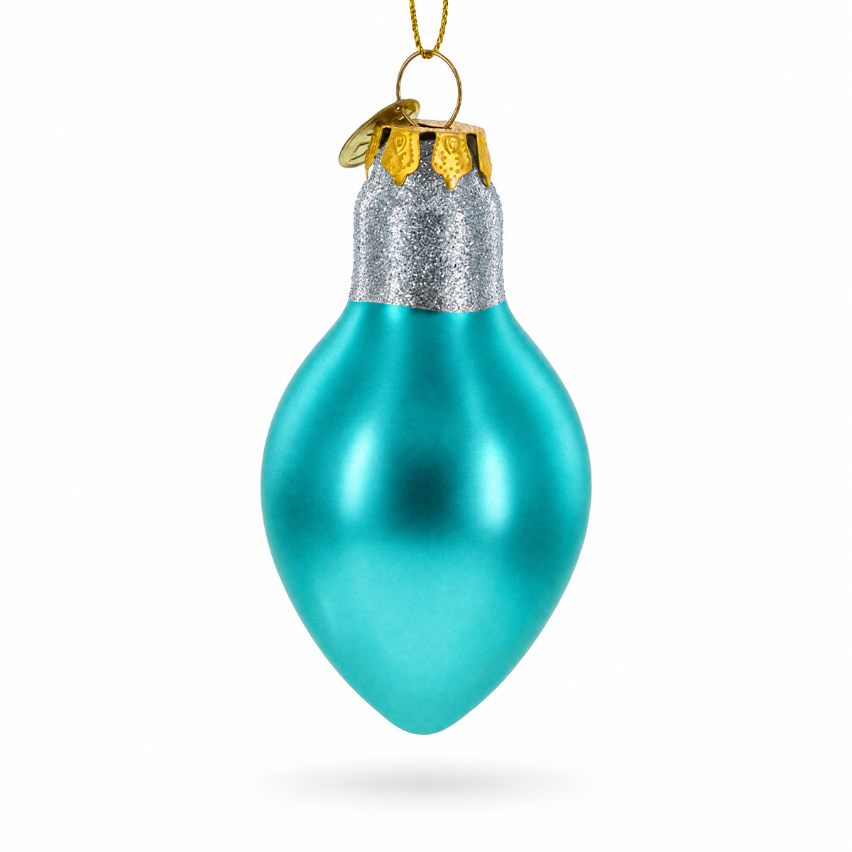 Shimmering Blue Light Bulb Glass Christmas Ornament